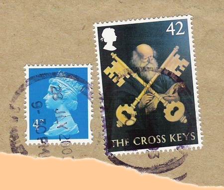 Piece with 28/7/03 postmark onPub Signs 42p - The Cross Keys