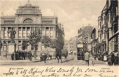Free Library CardiffPostcard Used 1903