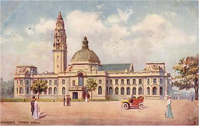 Cardiff Town HallPostcard Used 1911