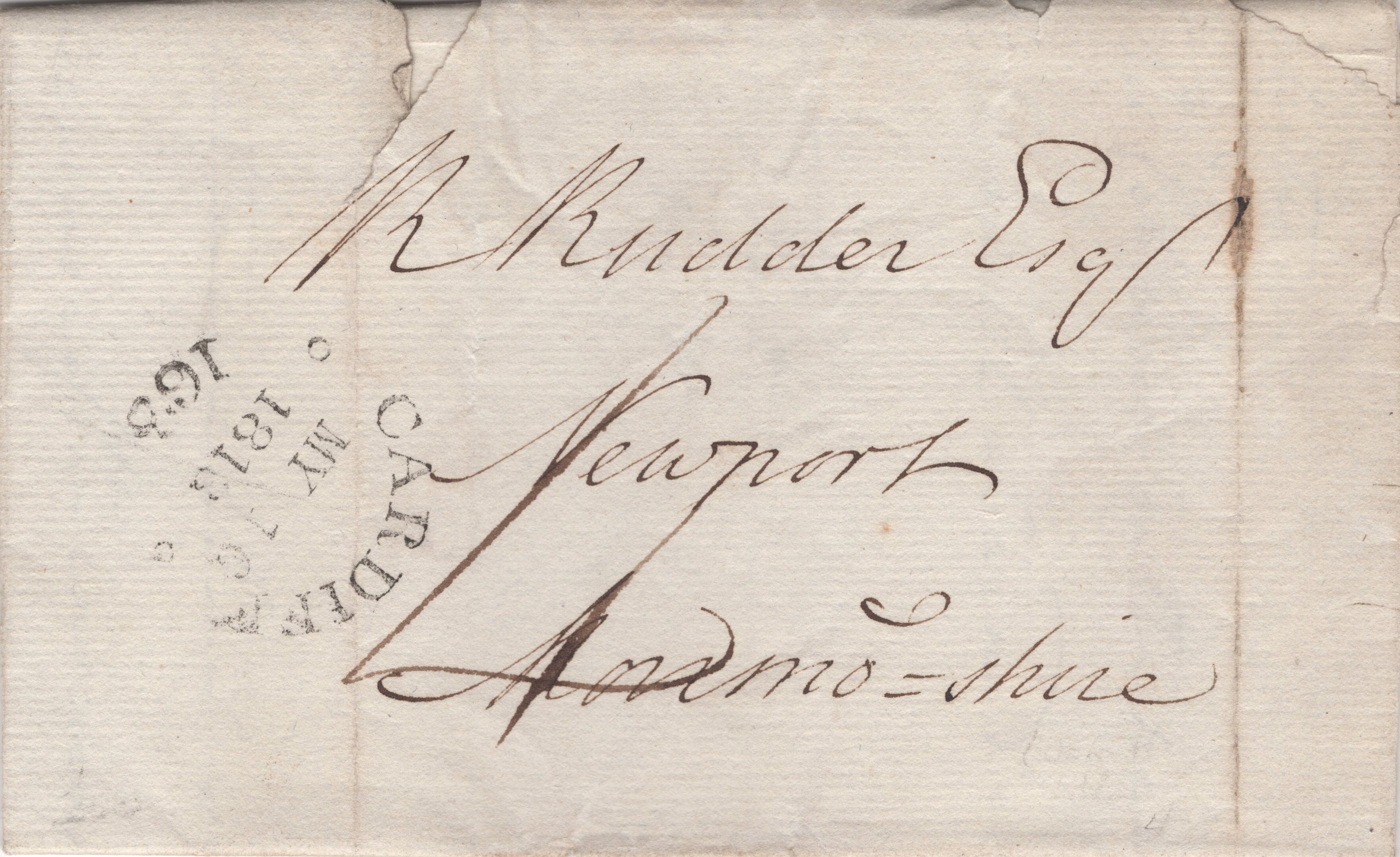 Entire with Cardiff Circular Dated Mileage mark 1813 Entire with Cardiff Circular Dated Mileage mark 1813