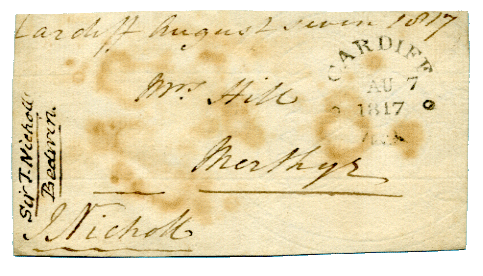 Free Front with Cardiff Circular Dated Mileage mark 1817
