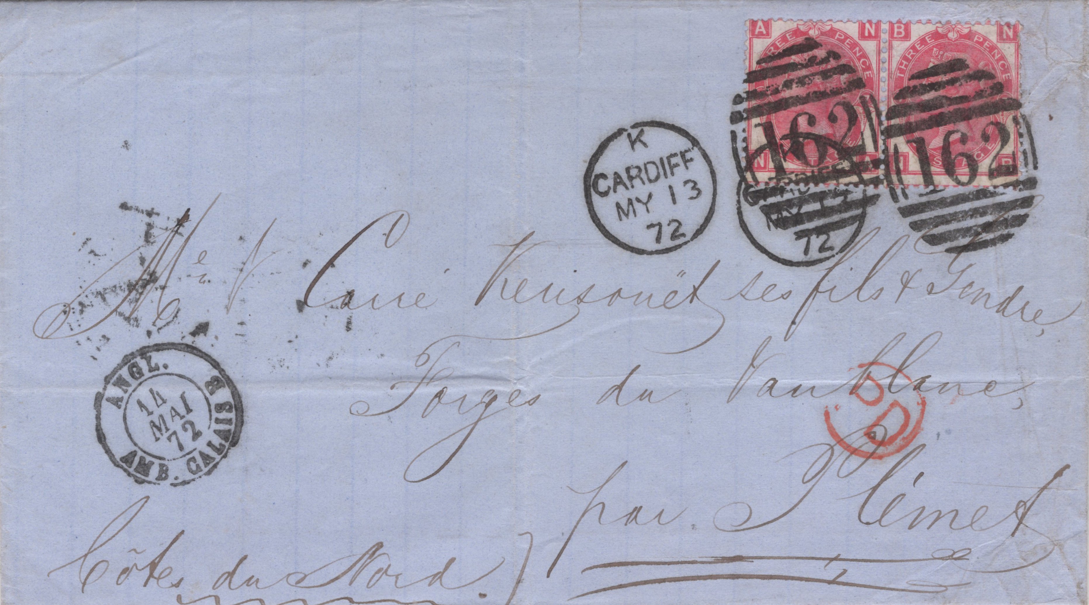 Entire with Cardiff Duplex postmark 1856 Entire with Cardiff Duplex postmark 1861
