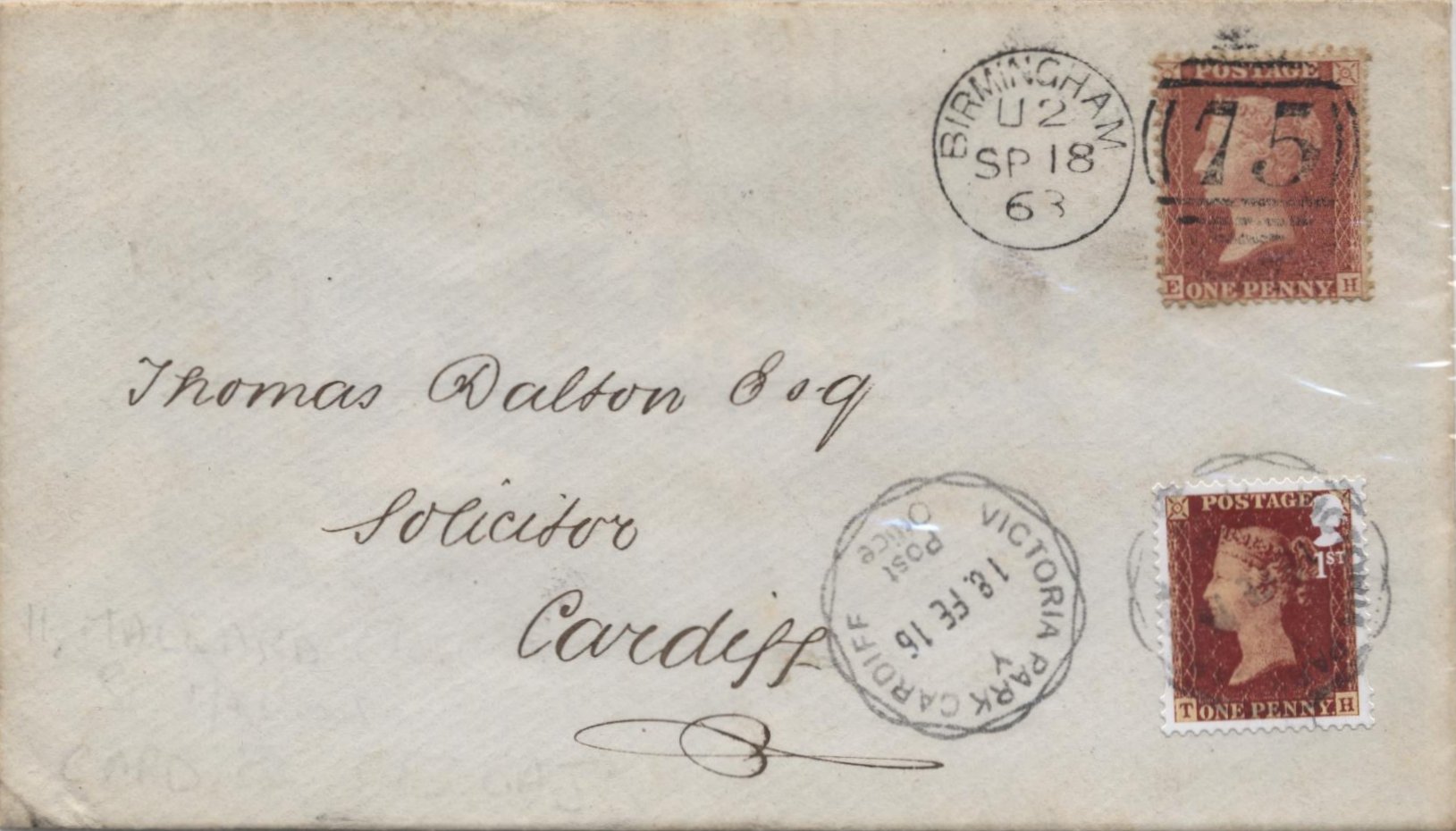 Penny Red 175th Anniv. FDC Victoria Park on 1863 1d Red Cover